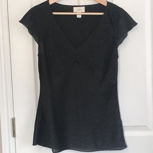 LOFT black embroidered top